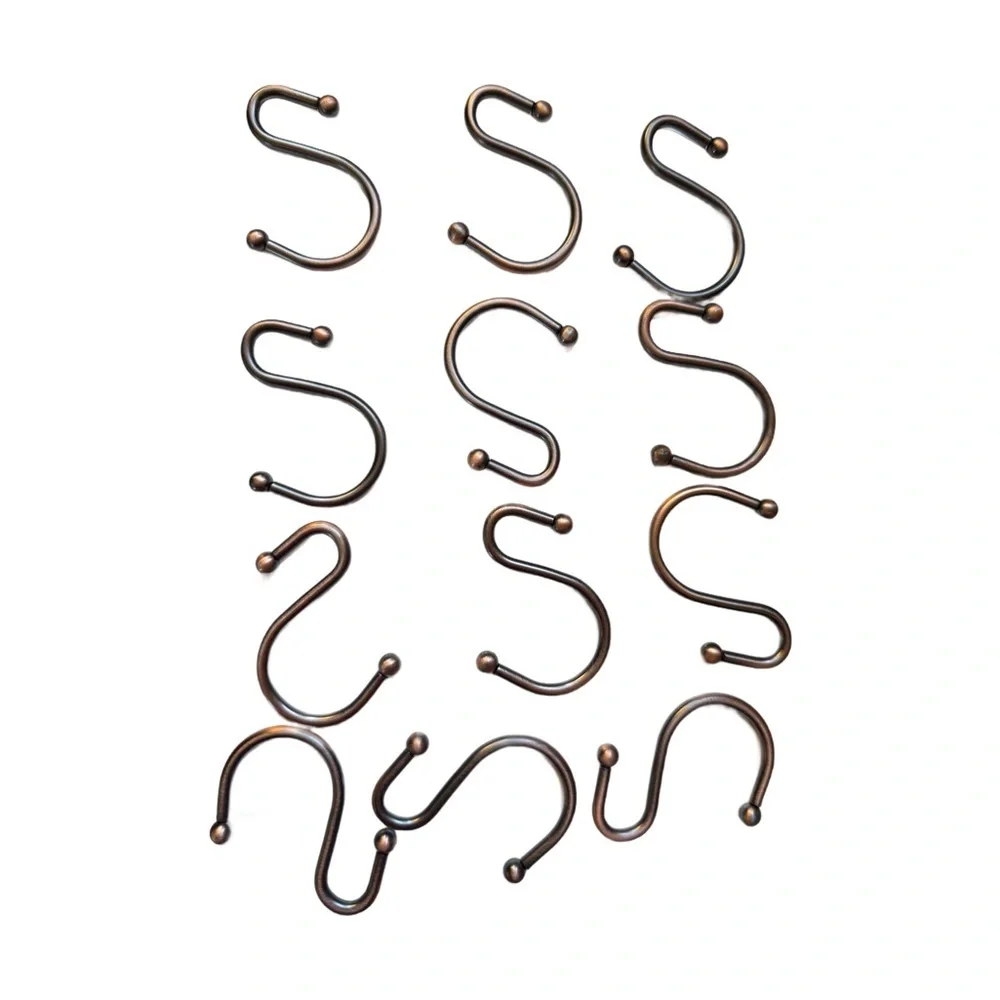 Set of Bronze S-Shaped Hooks shower curtain hooks